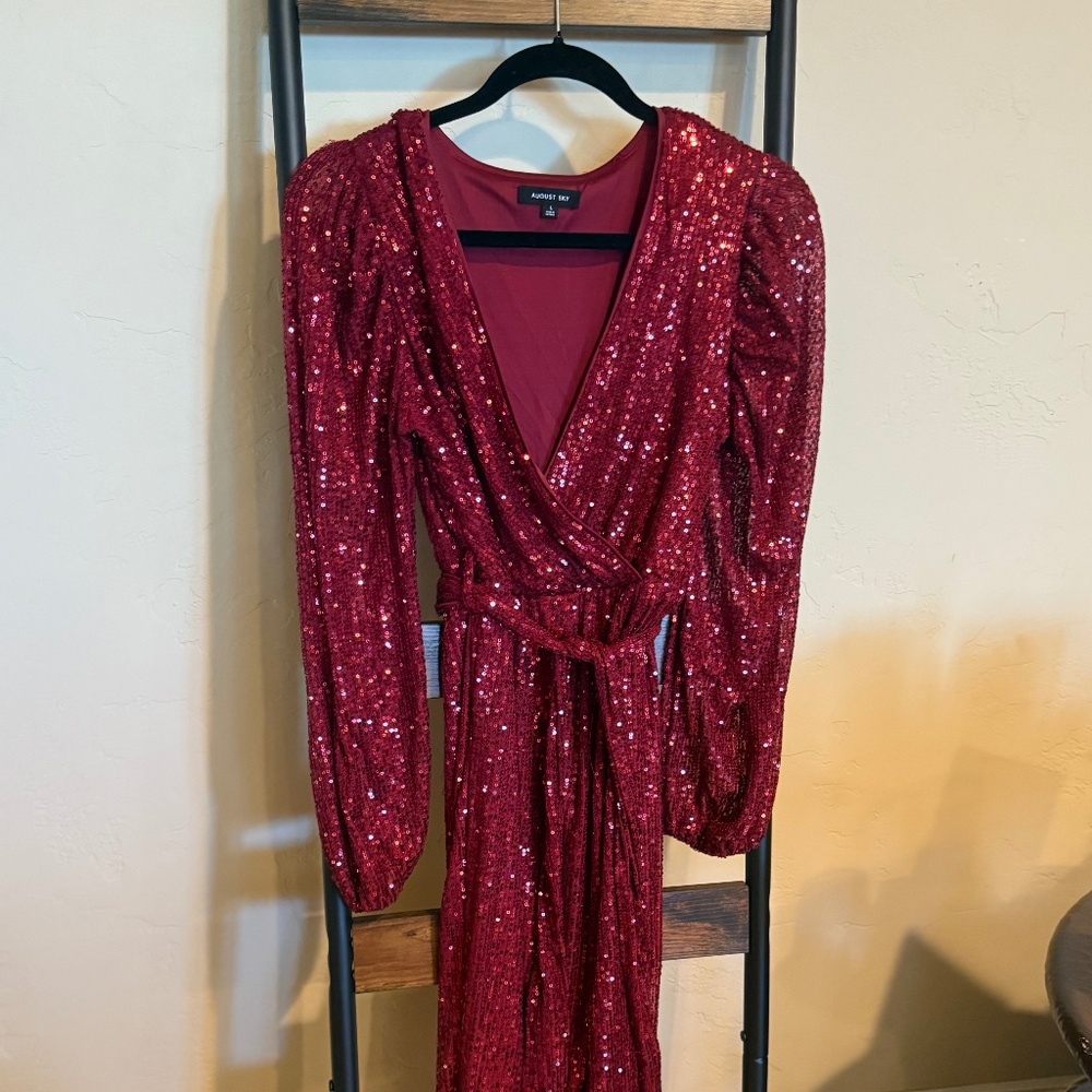 Sequin Sleeved wrap dress